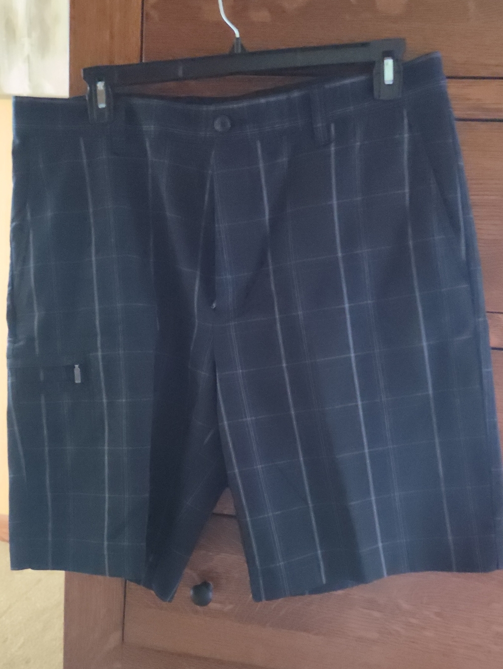 Men's Greg Norman Navy Windowpane Golf Shorts